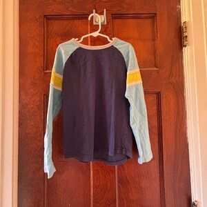 Boden Boy’s 7-8yo Navy&Lght Blue Yellow/White Striped LSS in Great Used CndTn